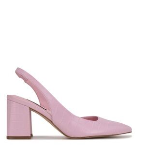 Nine West Pink Croc-Embossed Slingback Block Heel